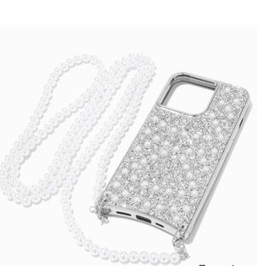 PEARL & CRYSTAL PHONE CASE WITH STRAP - FITS IPHONE® 13 or 13 PRO